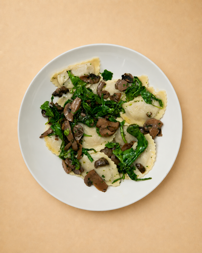 Mezzelune di Abbacchio Rucula e Funghi