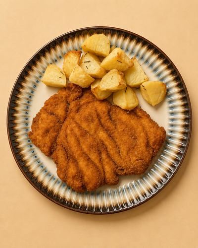 Milanesa de pollo con papas al horno 